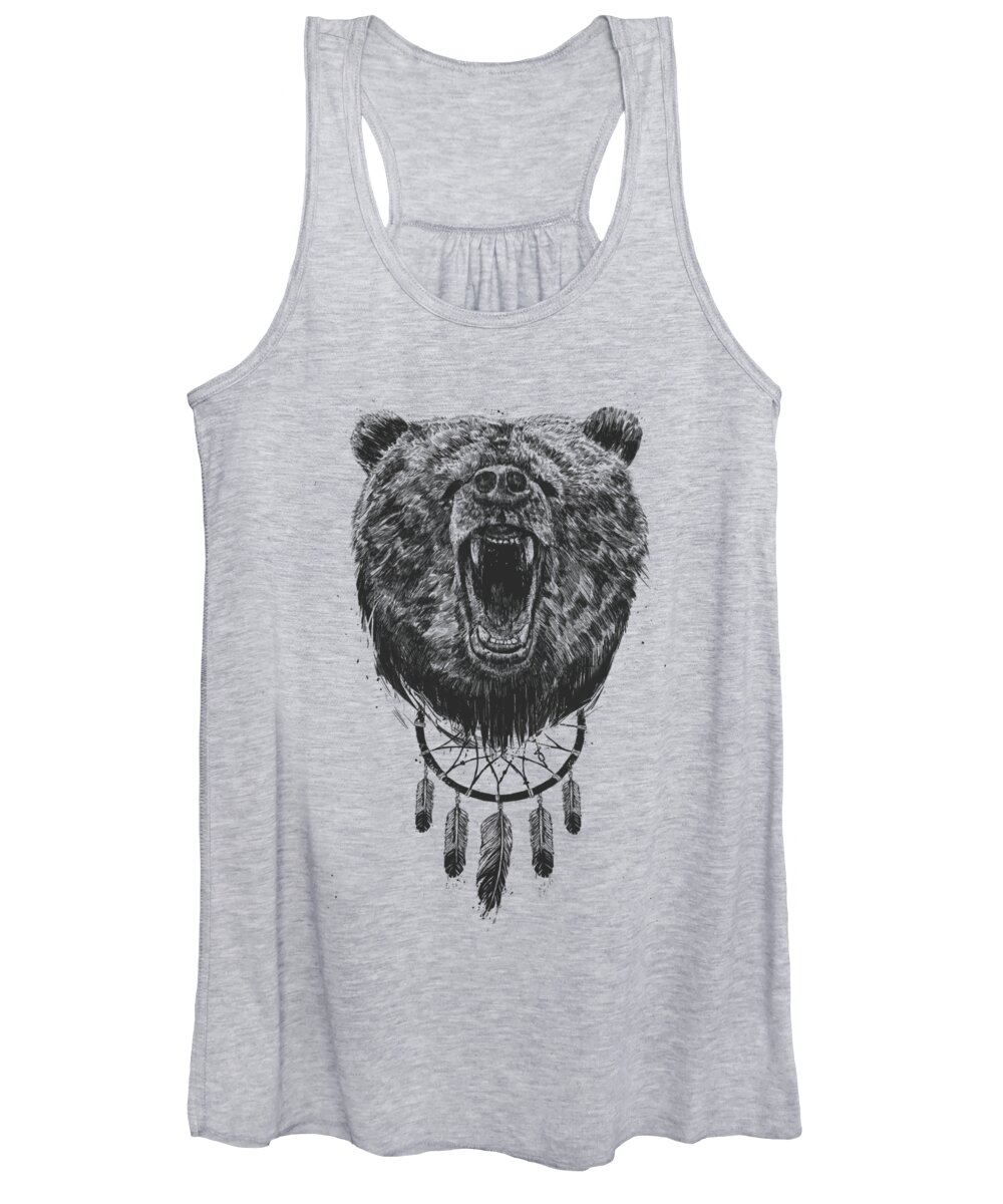 Bear Women's Tank Top featuring the drawing Don't wake the bear by Balazs Solti