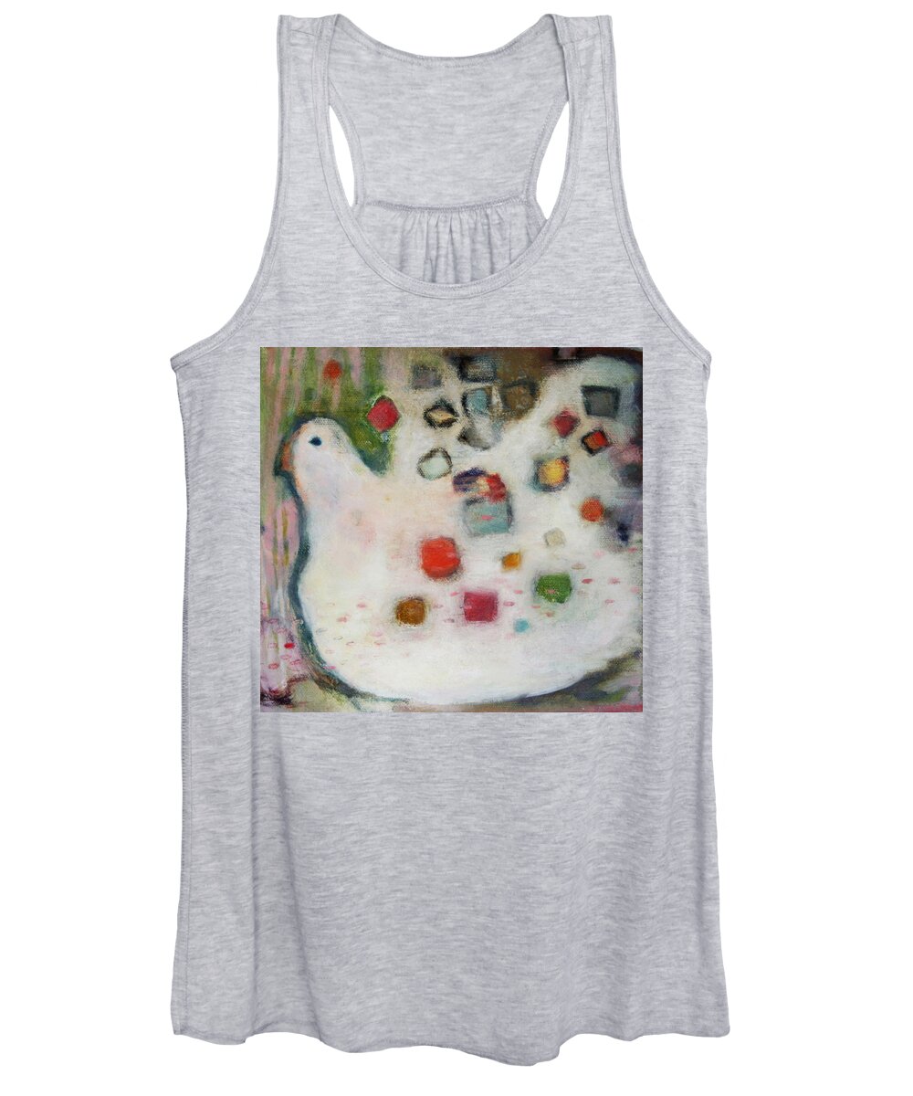 Hen Women's Tank Top featuring the painting Dreaming Hen by Janet Zoya