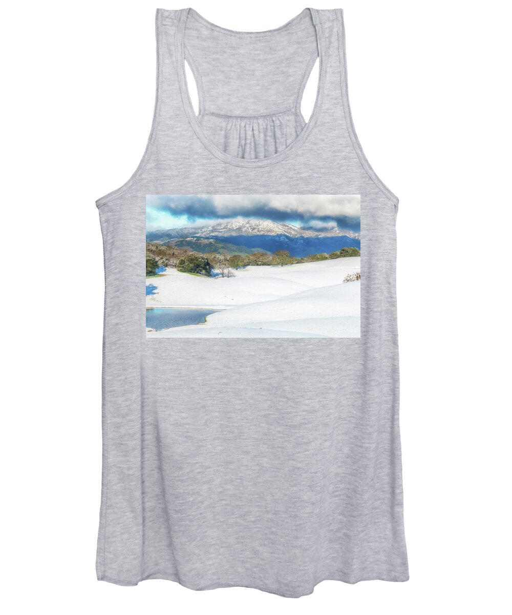 Landscape Women's Tank Top featuring the photograph East Bay Snow by Marc Crumpler