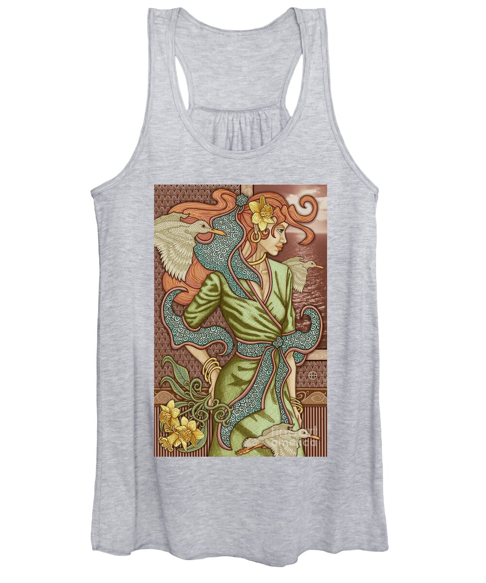 Portrait Women's Tank Top featuring the mixed media Exalted Beauty Fallon 2019 by Amy E Fraser