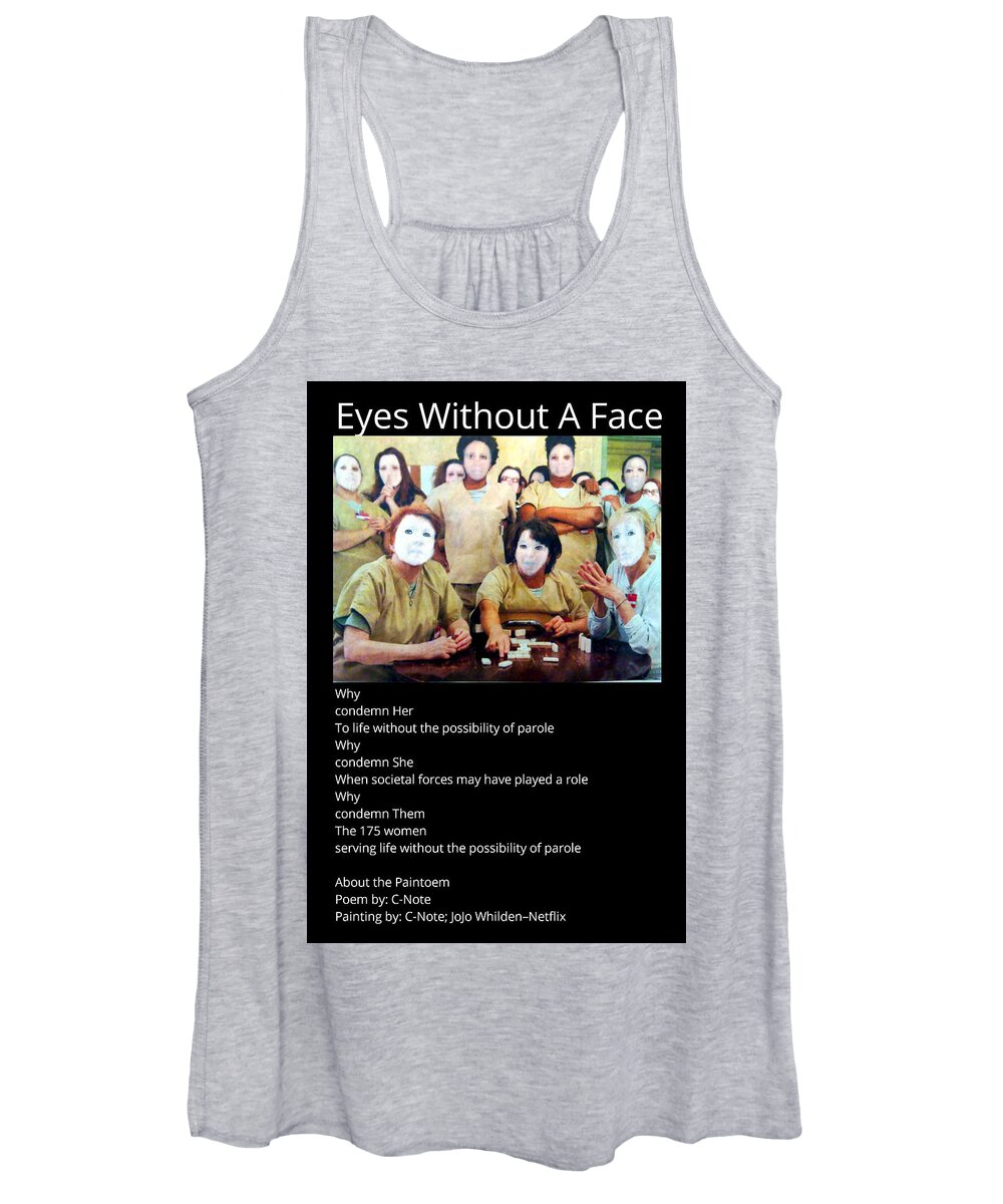 Black Art Women's Tank Top featuring the digital art Eyes Without A Face Paintoem by Donald C-Note Hooker