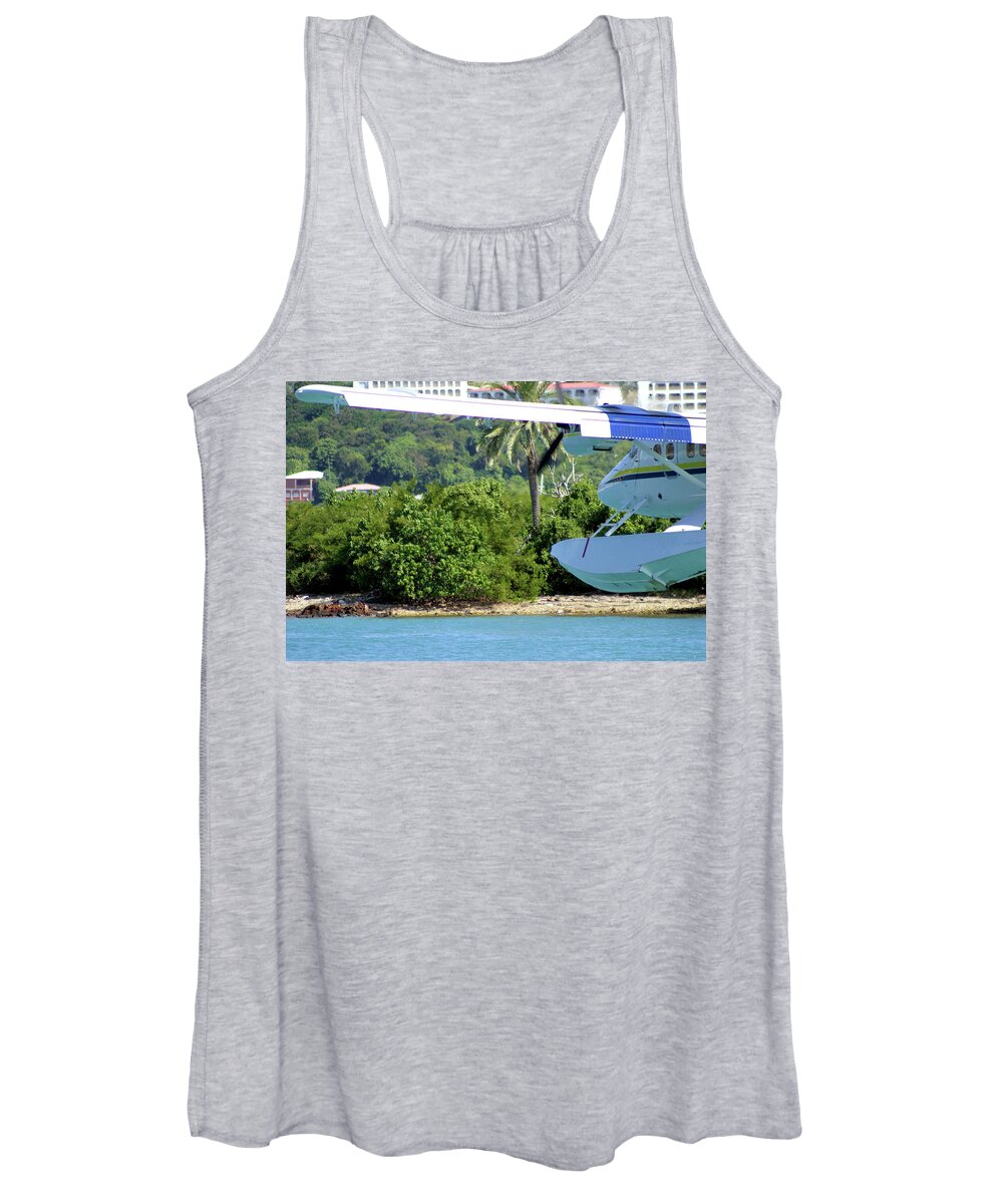 Seaplane Women's Tank Top featuring the photograph Final Approach by Climate Change VI - Sales