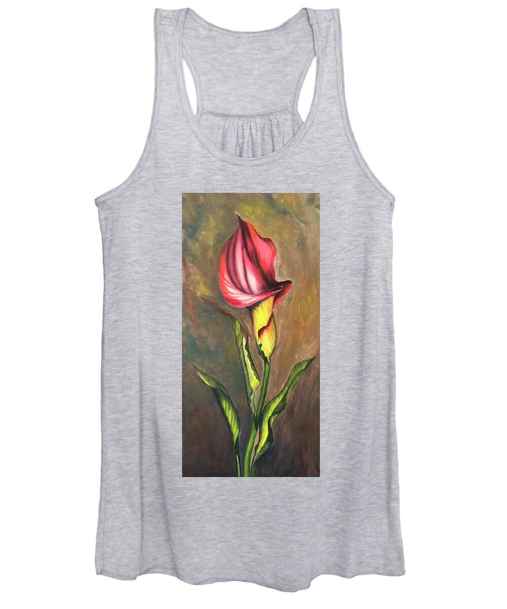 Calla Lilies Women's Tank Top featuring the painting Flaming Calla Lily by Sherrell Rodgers