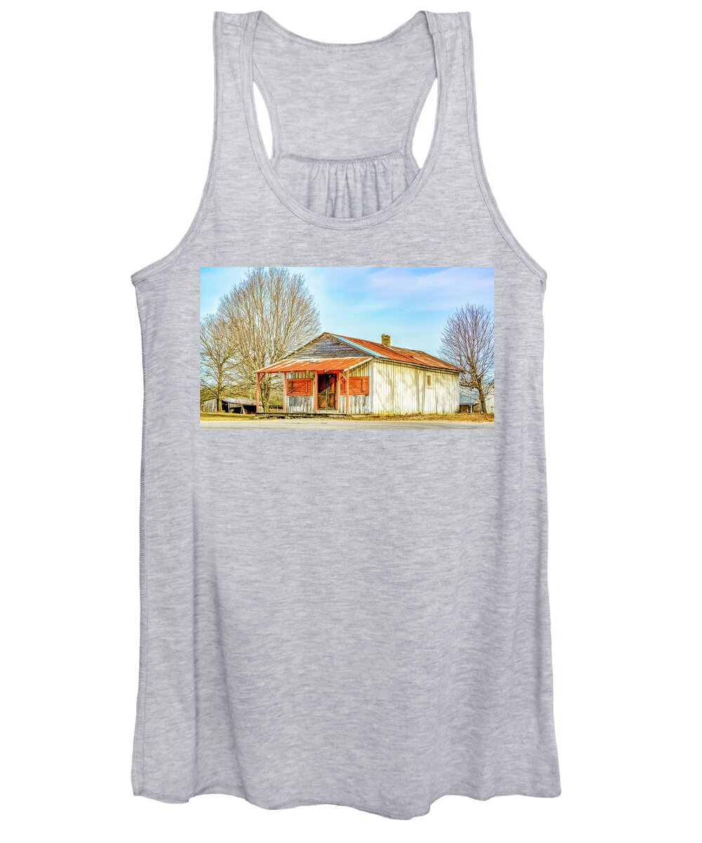 Abandoned General Store Women's Tank Top featuring the photograph Forgotten, But Not Gone by Marcy Wielfaert