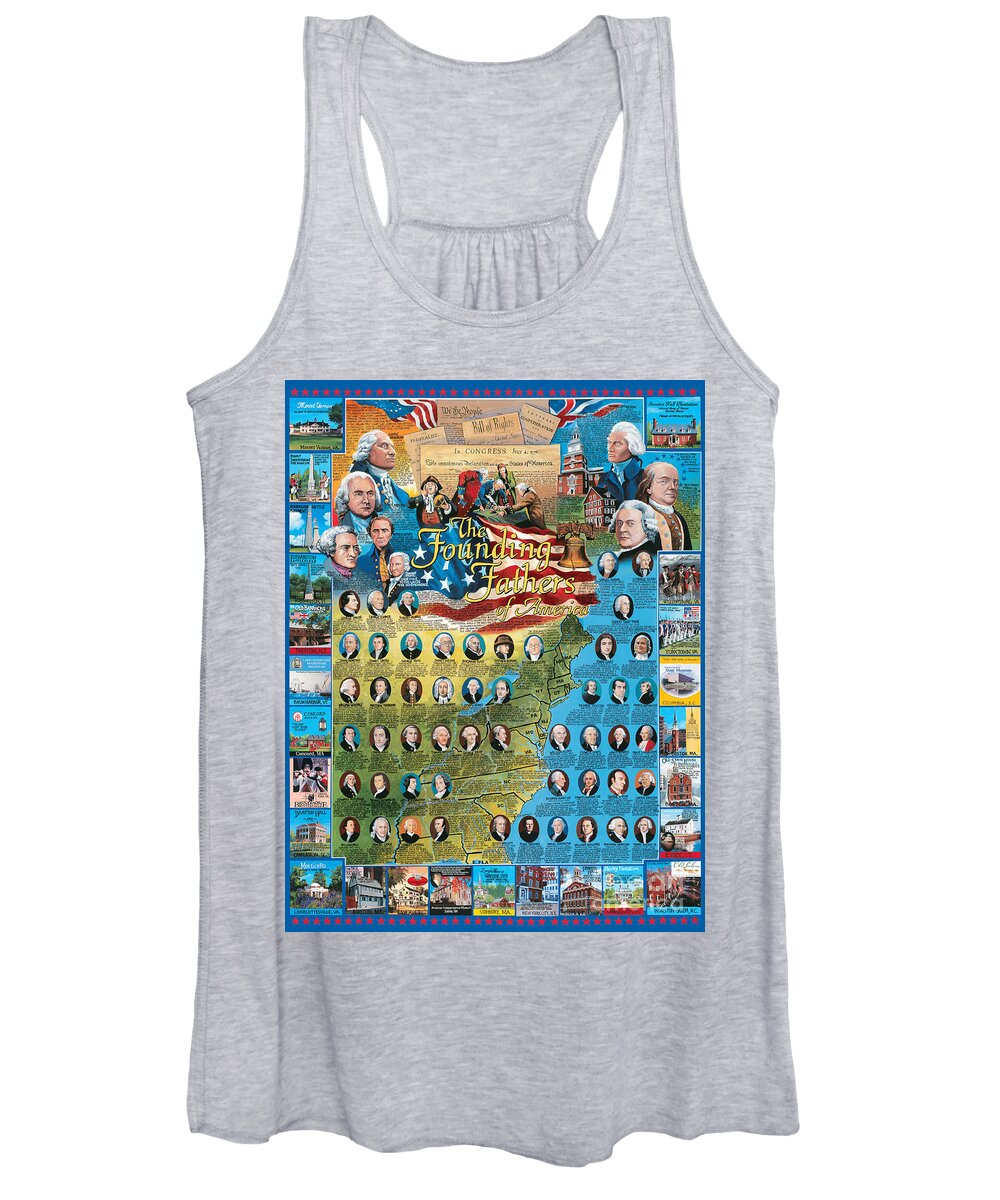 American Women's Tank Top featuring the mixed media Founding Fathers of America by Randy Green