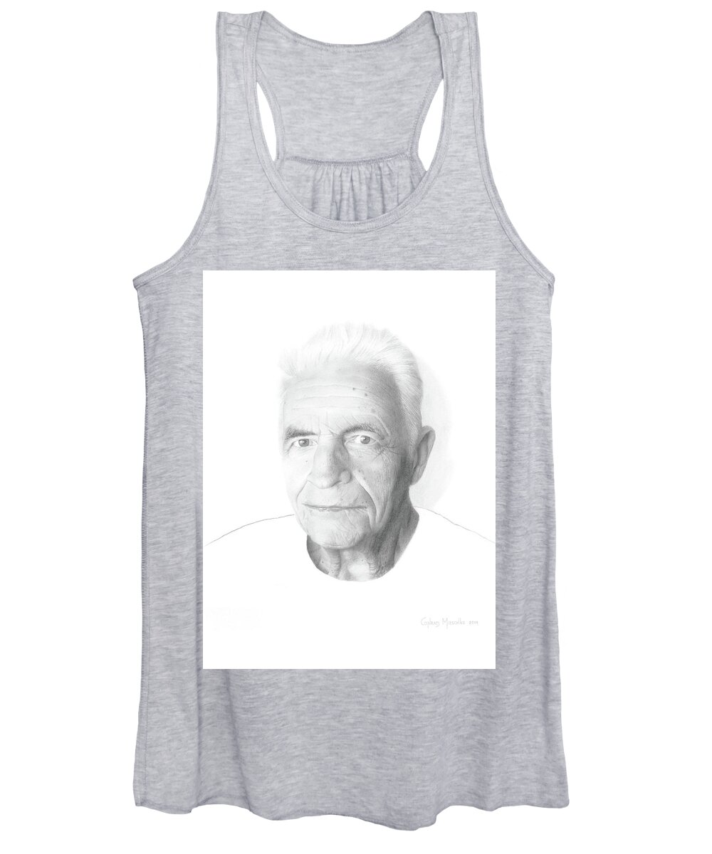 Portrait Women's Tank Top featuring the drawing Fred Salb by Conrad Mieschke