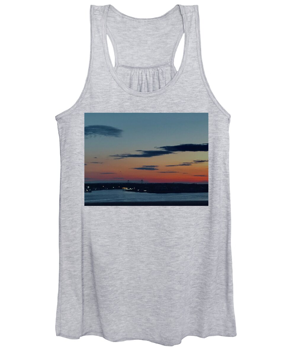 Sunset Women's Tank Top featuring the photograph From backseat of car by Liza Beckerman