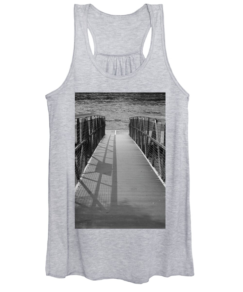 Coastal Women's Tank Top featuring the photograph Gangway in Black and White by T Lynn Dodsworth
