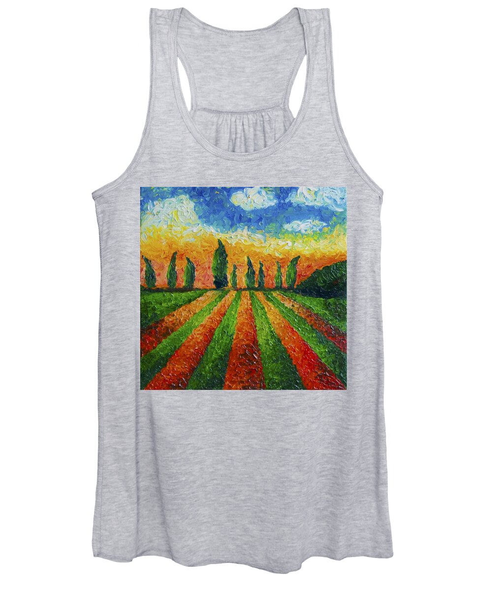 Country Women's Tank Top featuring the painting Gary's view by Chiara Magni