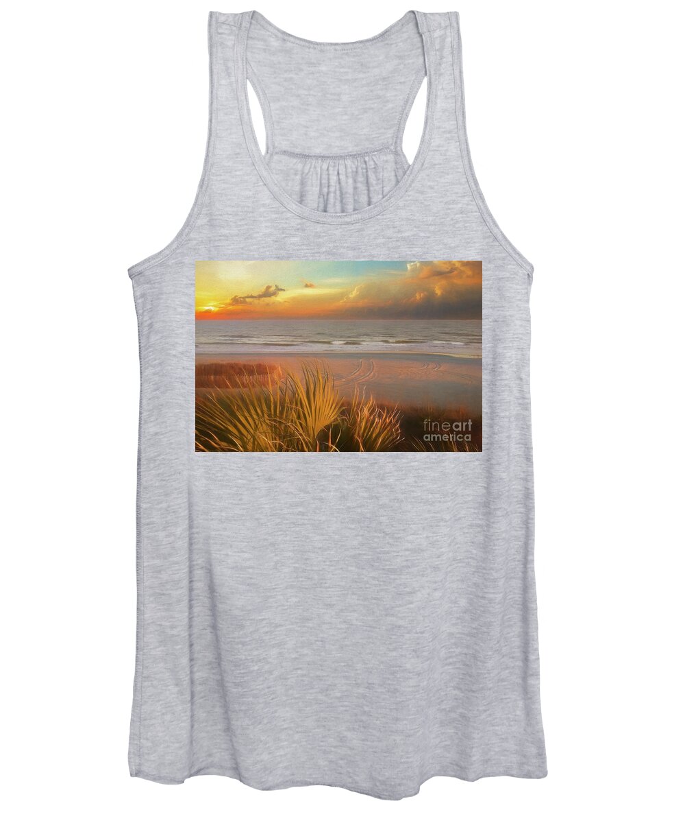 Scenic Women's Tank Top featuring the photograph Glowing Sunset by Kathy Baccari