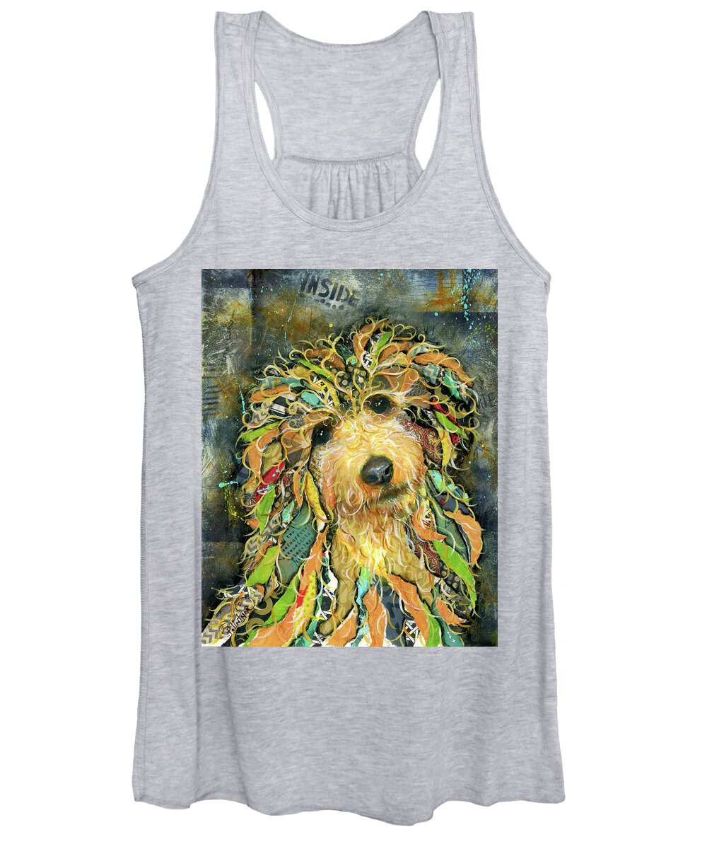 Goldendoodle Women's Tank Top featuring the mixed media Goldendoodle by Patricia Lintner
