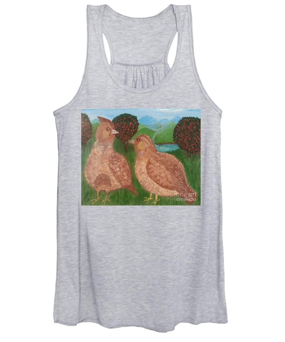 Grouse Women's Tank Top featuring the painting Grouse on Mountain Top by Elizabeth Mauldin