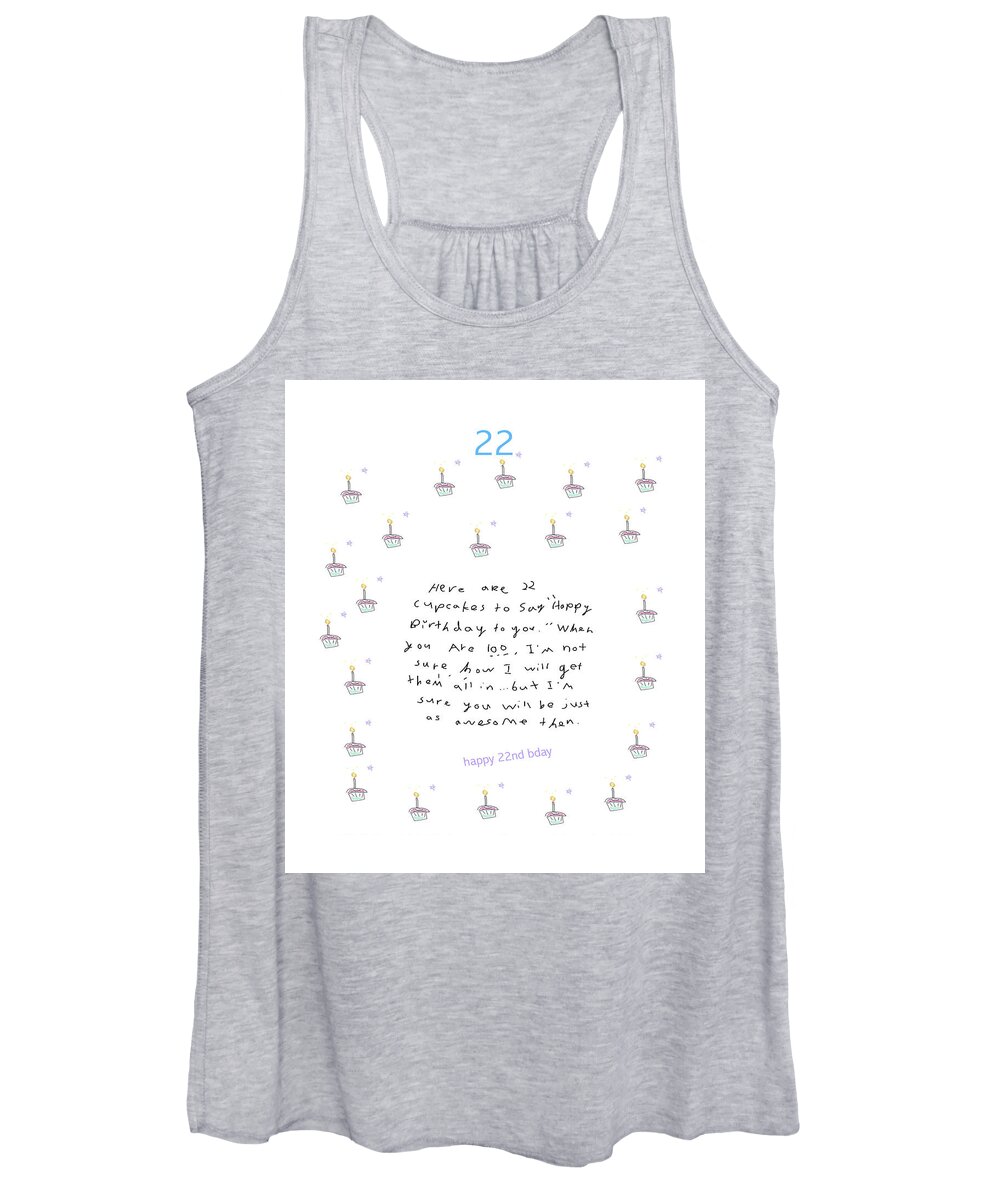 Birthday Women's Tank Top featuring the drawing Happy 22nd Birthday In Cupcakes by Ashley Rice