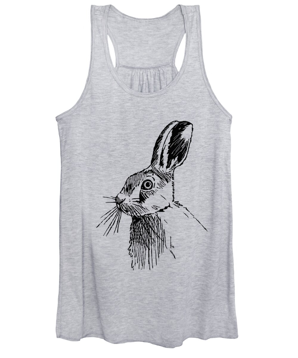 Hare Women's Tank Top featuring the digital art Hare on burlap by Konni Jensen
