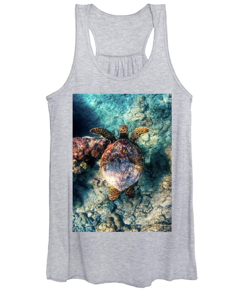 Turtle Women's Tank Top featuring the photograph Hawaiian Honu by Christopher Johnson