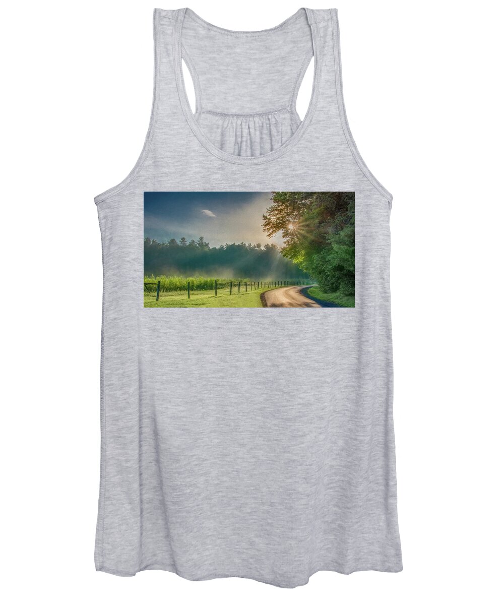 Cades Cove Women's Tank Top featuring the photograph Heavenly Sunlight, Painterly by Marcy Wielfaert