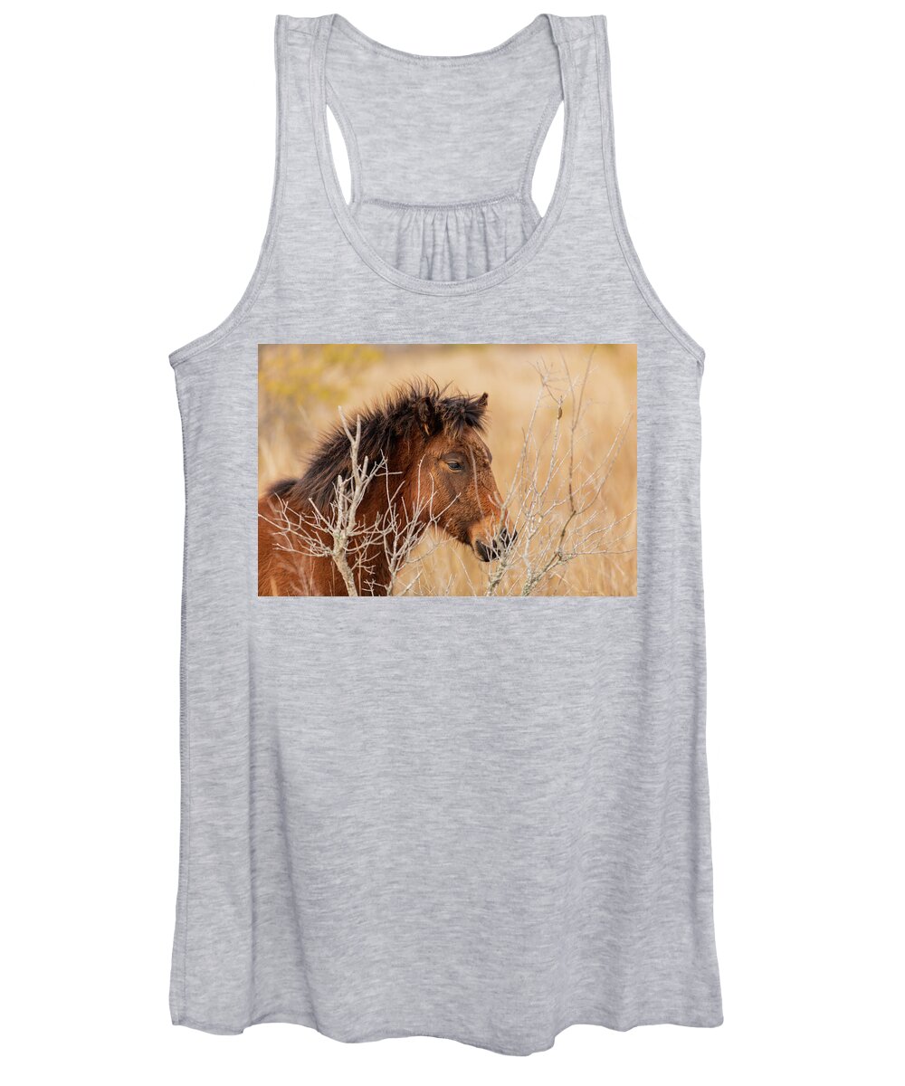 Animals Women's Tank Top featuring the photograph Hidden Filly by Donna Twiford