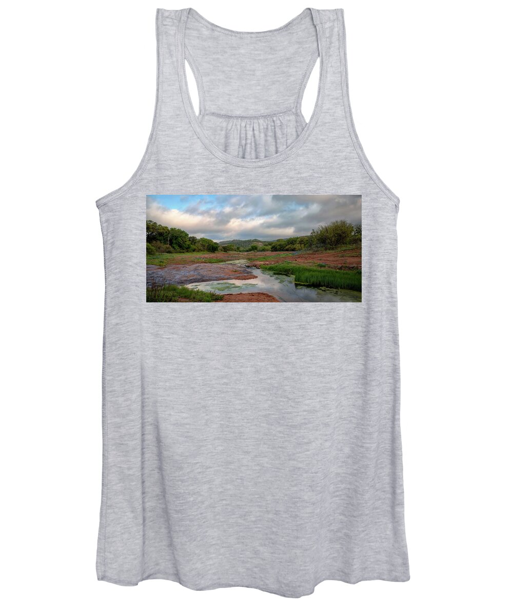 Texas Landscape Women's Tank Top featuring the photograph Hill Country Morning by Harriet Feagin