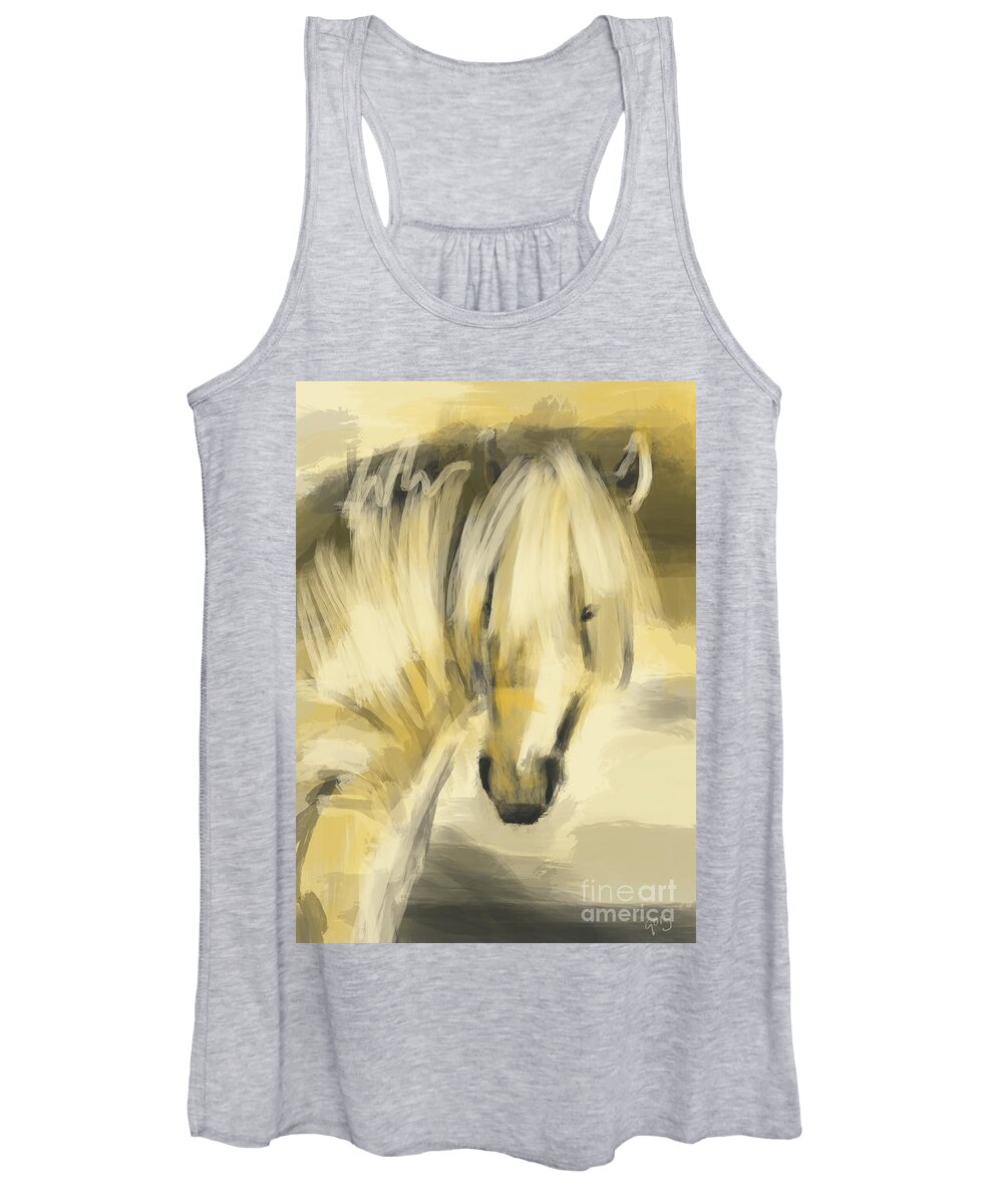 Horse Women's Tank Top featuring the painting Horse kissed by the sun by Go Van Kampen