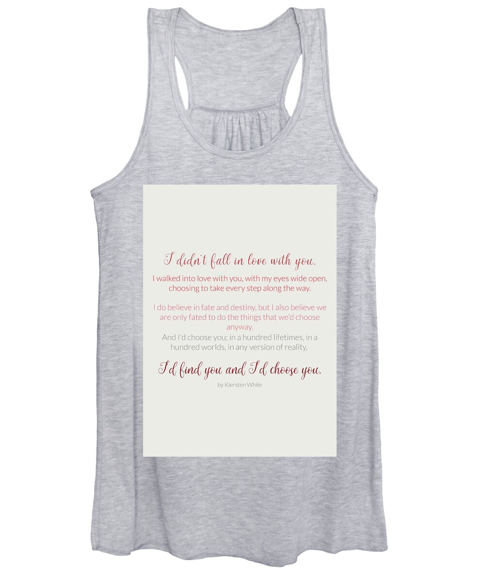 Quotes Women's Tank Top featuring the photograph I would choose you 4 #quotes #love #minimalism by Andrea Anderegg
