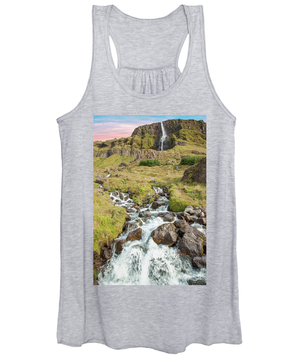 Iceland Women's Tank Top featuring the photograph Iceland Waterfall by David Letts