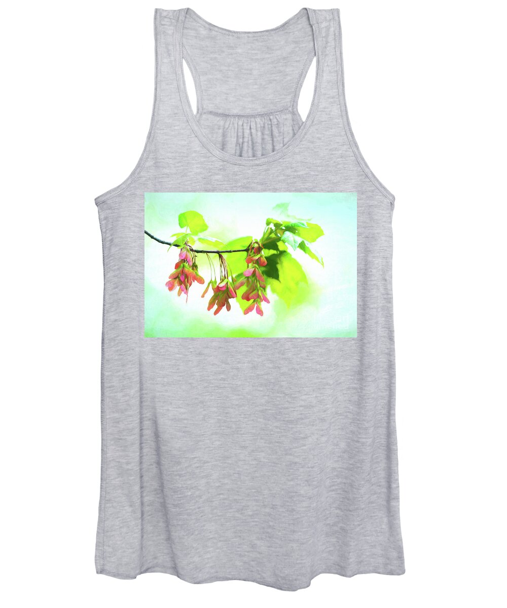 Maple Women's Tank Top featuring the photograph Impressionistic Maple Seeds and Foliage by Anita Pollak