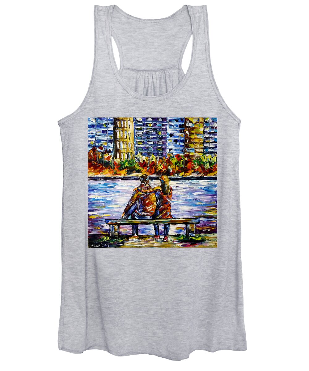 People In Autumn Women's Tank Top featuring the painting In Front Of Big City by Mirek Kuzniar