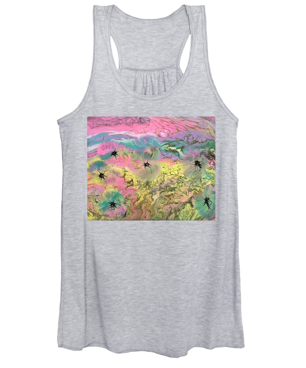 Abstract Women's Tank Top featuring the painting Invasion of the Cockleburrs by Lessandra Grimley