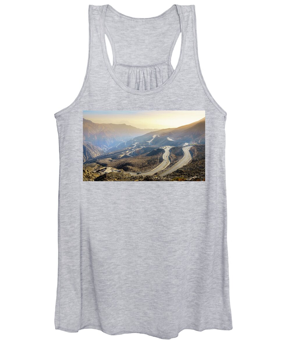 Arabian Women's Tank Top featuring the photograph Jebel Jais road in UAE by Alexey Stiop
