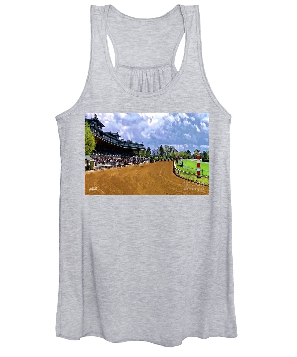 Keeneland Women's Tank Top featuring the digital art Keeneland The Stretch by CAC Graphics