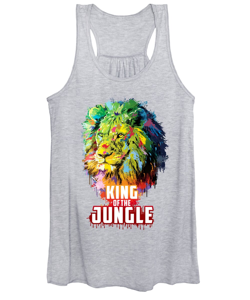 Lion Women's Tank Top featuring the painting King of the Jungle by Anthony Mwangi