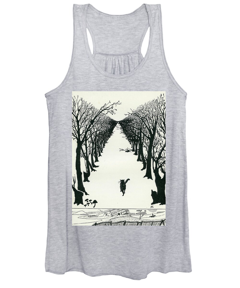 Book Illustration Women's Tank Top featuring the drawing The Cat That Walked by Himself #2 by Rudyard Kipling