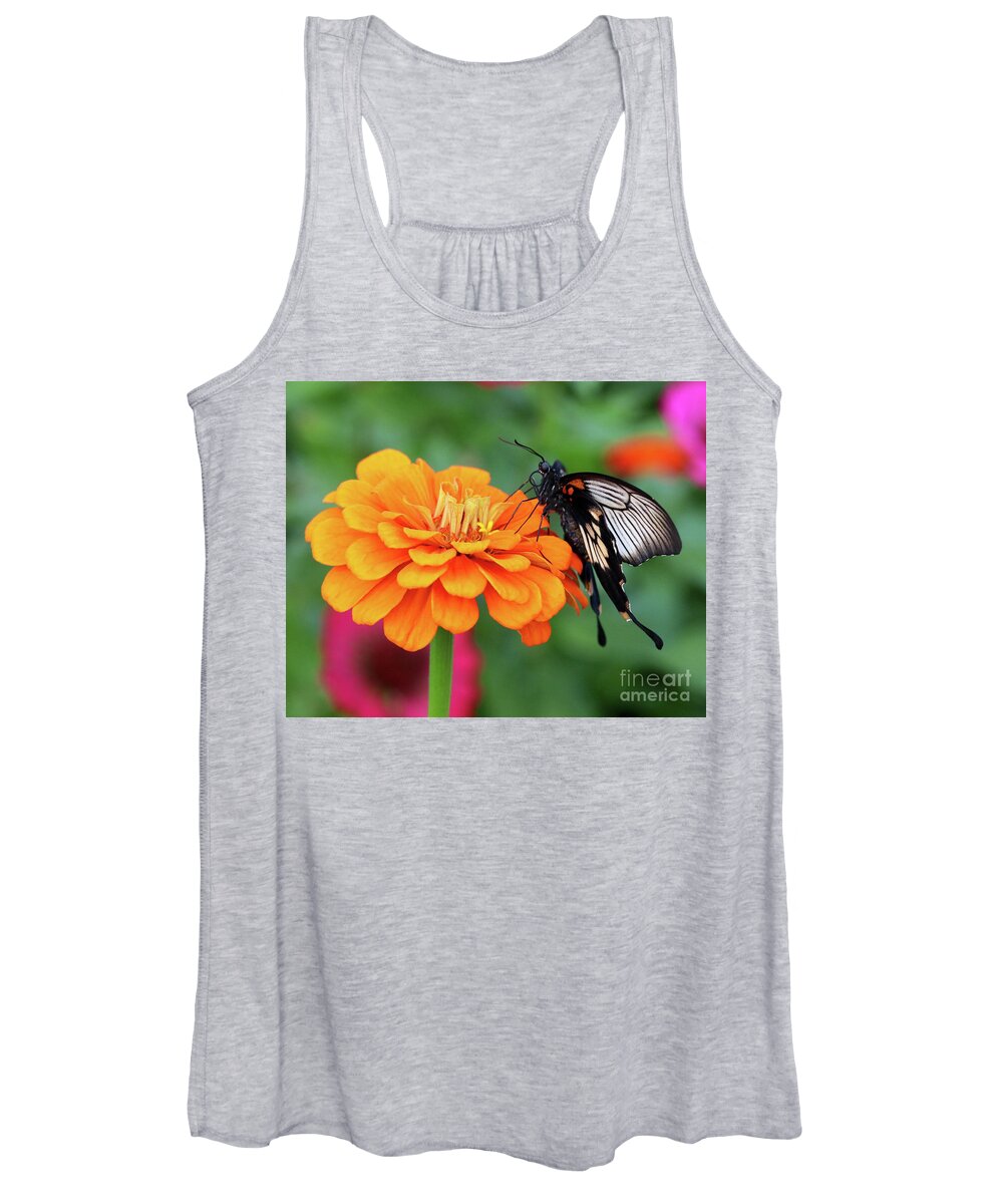 Butterfly Women's Tank Top featuring the photograph Kite Swallowtail Butterfly Portrait by Susan Rydberg