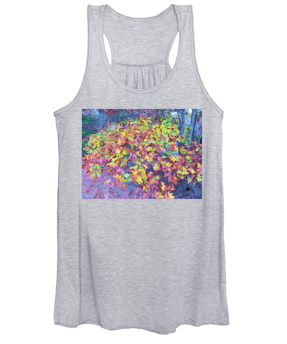 Photoshop Women's Tank Top featuring the digital art Leaves in Bumblebee Forest by Steve Glines