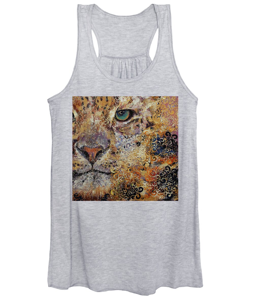 Cat Women's Tank Top featuring the painting Leopard Dynasty by Michael Creese