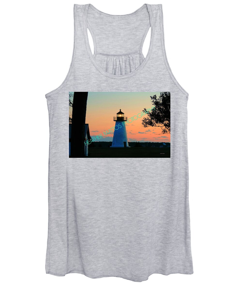 Lighthouse Women's Tank Top featuring the photograph Lighthouse at Sunset by Heather M Photography