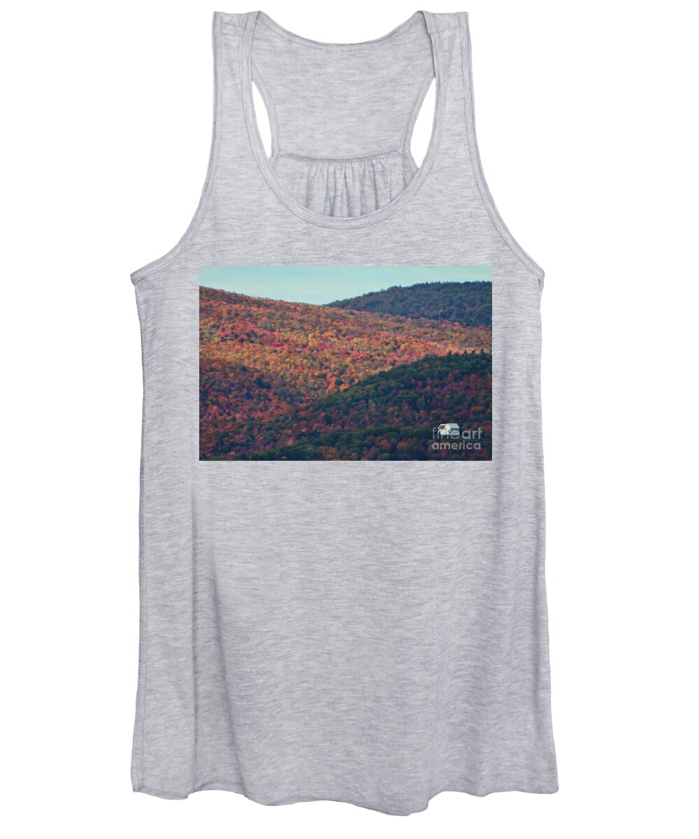 Colorful Women's Tank Top featuring the photograph Little White House in the rainbow woods by Xine Segalas