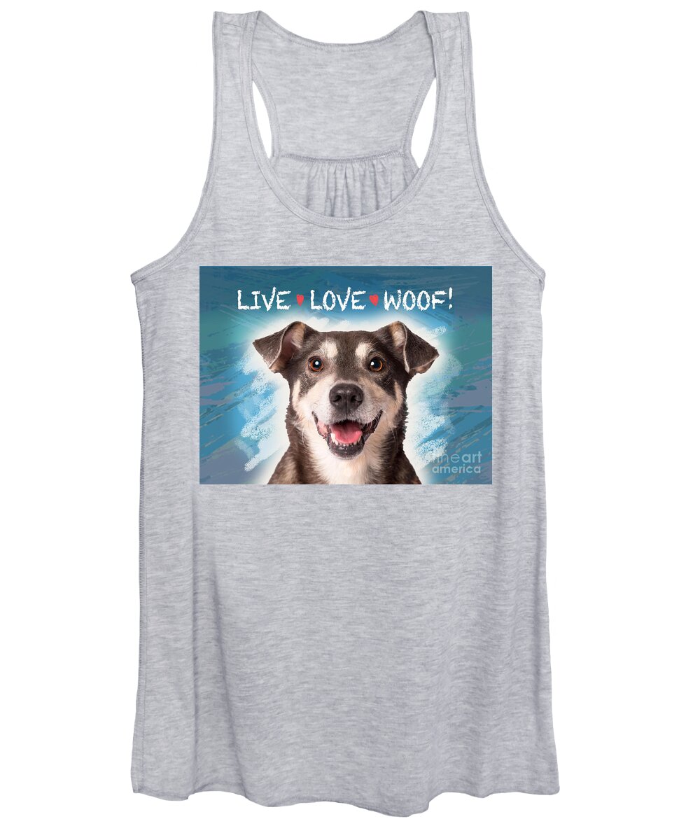 Dog Women's Tank Top featuring the digital art Live Love Woof by Evie Cook