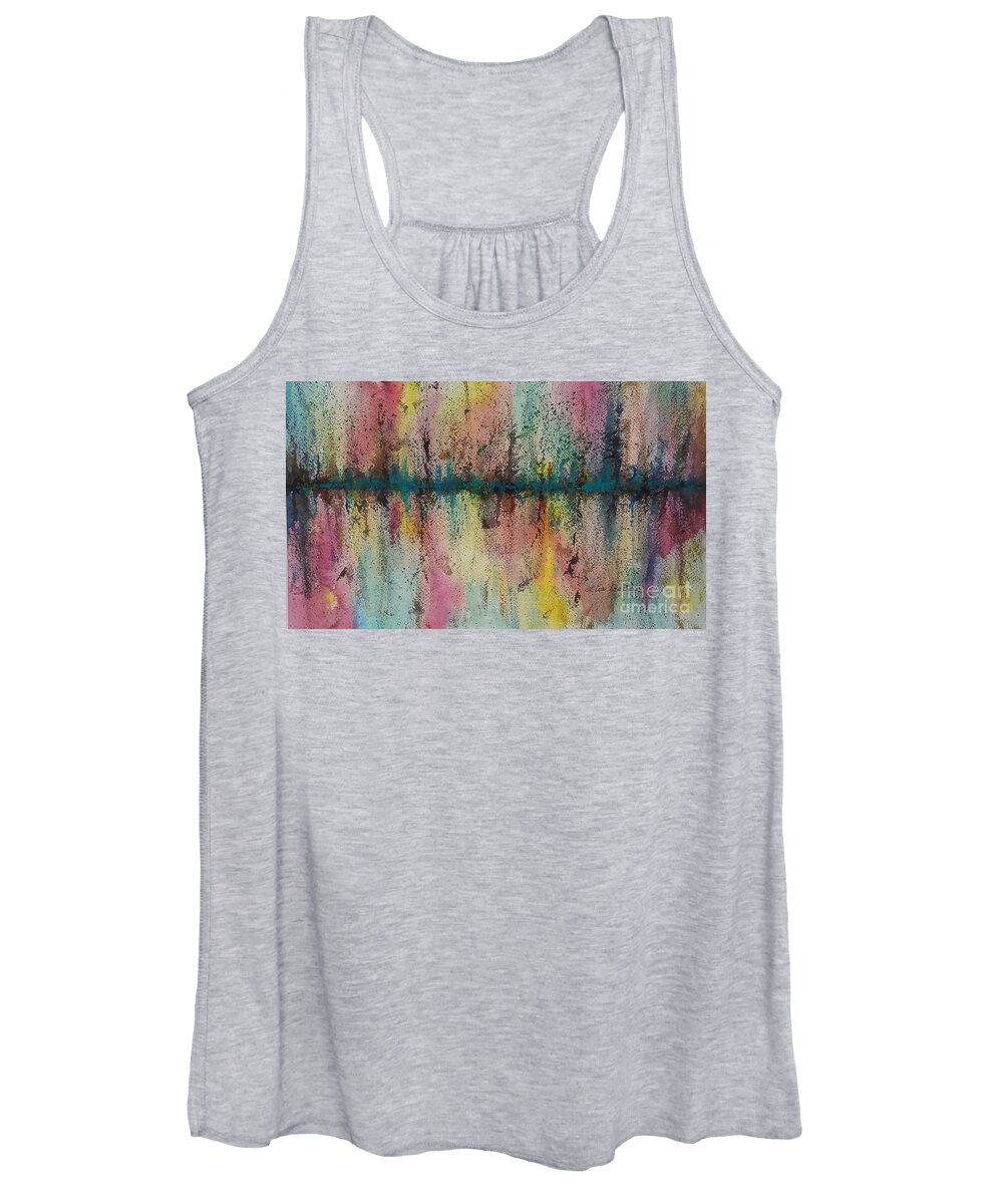 Abstract Reflections Women's Tank Top featuring the painting Livewire Reflections by Lisa Debaets
