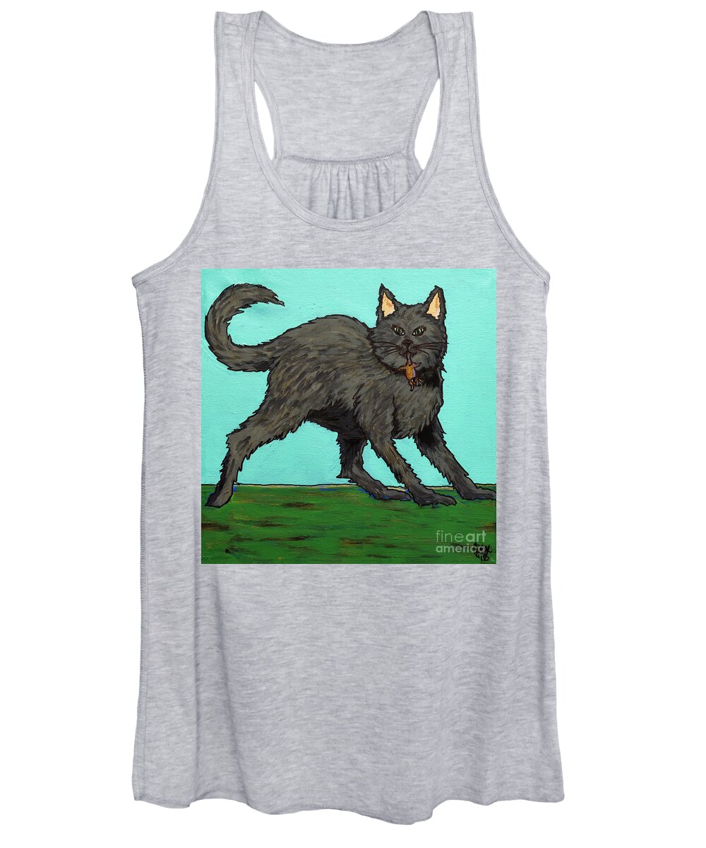 Cat Women's Tank Top featuring the painting Look What the Cat Dragged In by Rebecca Weeks