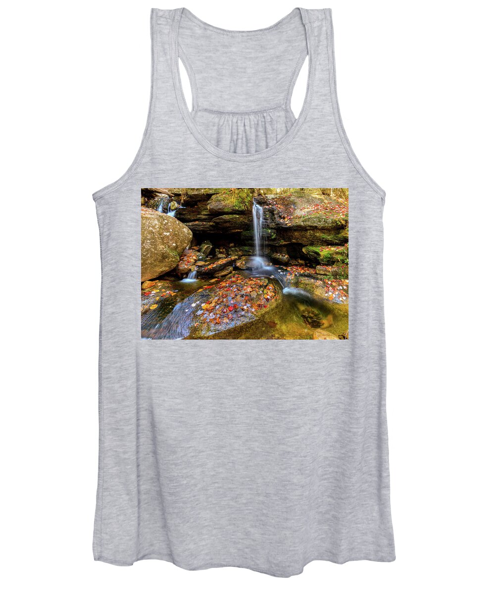 Diana's Baths; New Hampshire; New England; Waterfall; Falls; Autumn; Fall; Season; Color; Colorful; Leaves; Rocks; Romantic; Love; Heart; Beat; Relationship; Tender; Emotion; Desire; Landscape; Rob Davies; Photography; Conway; No Person Women's Tank Top featuring the photograph Love Heart by Rob Davies