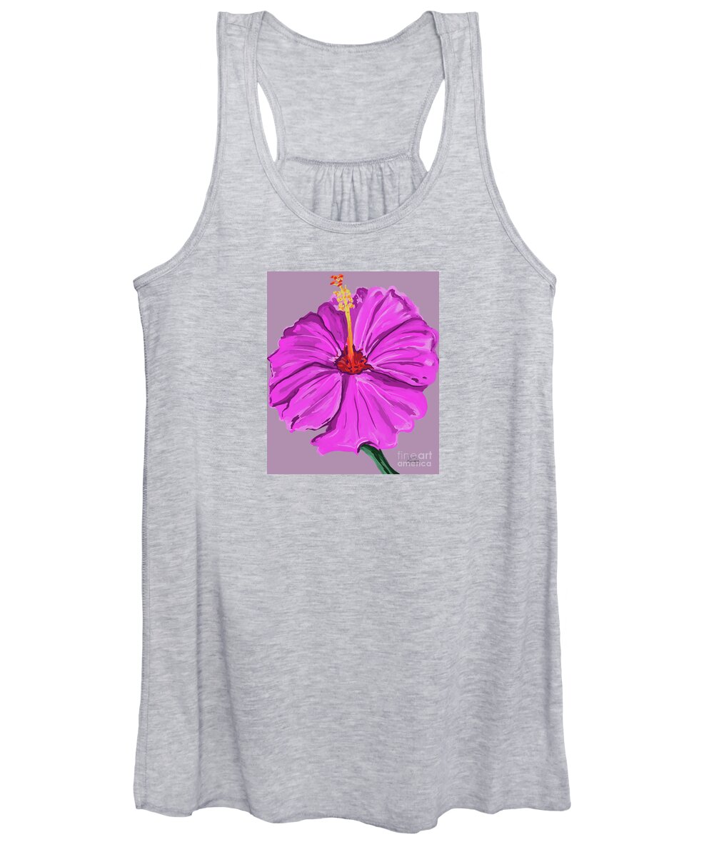 Hibiscus Women's Tank Top featuring the digital art Lovely Pink Hibiscus by Annette M Stevenson