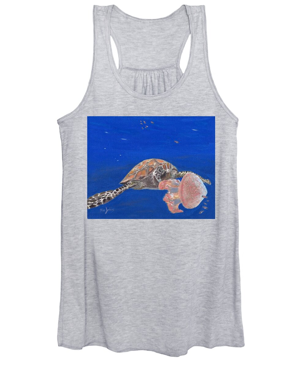 Turtle Women's Tank Top featuring the painting Lunchtime on the Reef 2 by Mike Jenkins