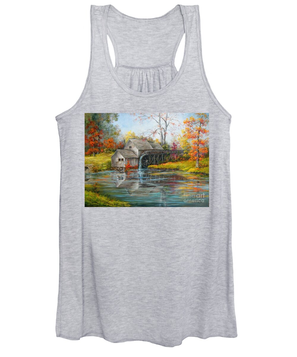 Mabry Mill Women's Tank Top featuring the painting Mabry Mill by Virginia Potter