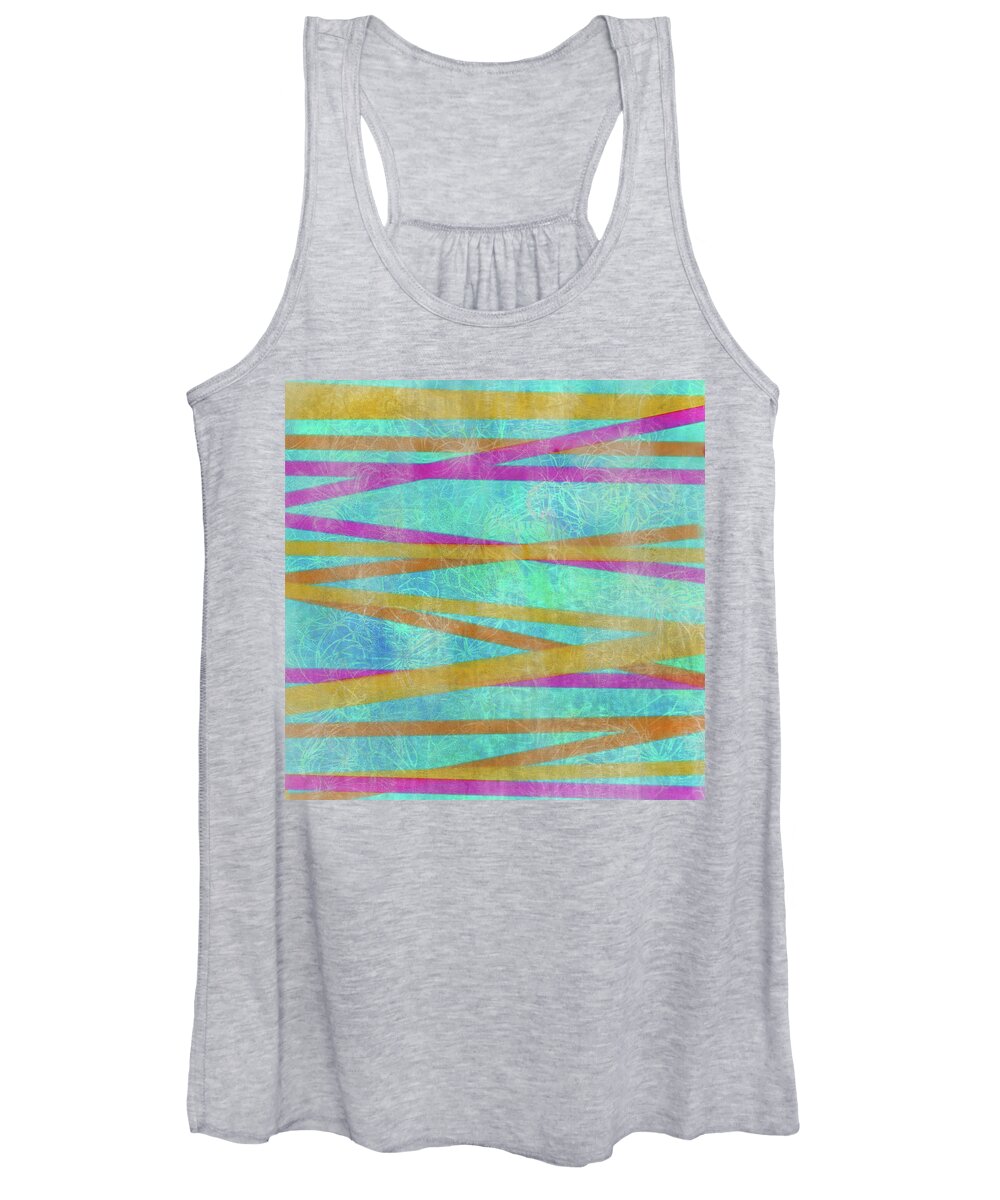 Stripes Women's Tank Top featuring the digital art Malaysian Tropical Batik Strip Print by Sand And Chi