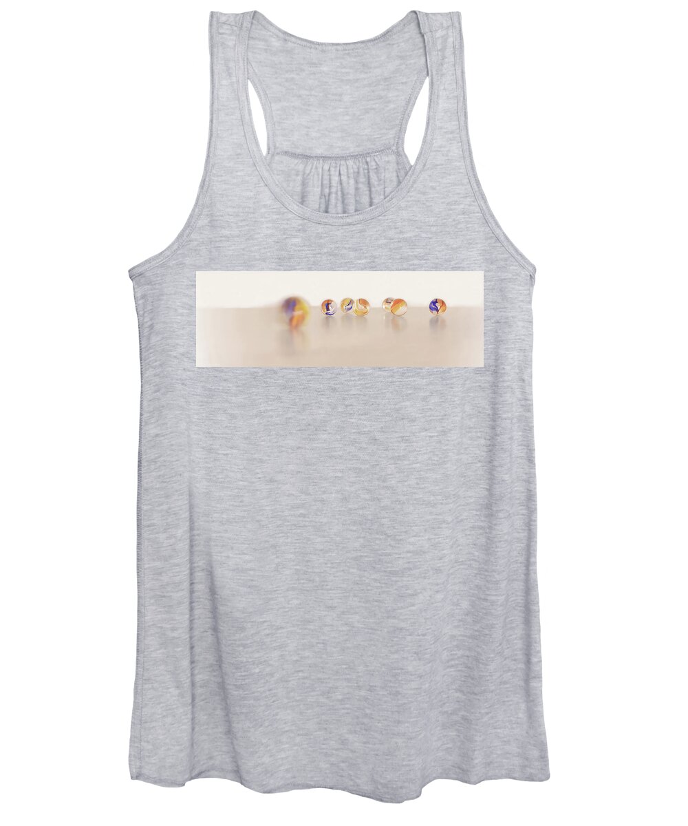 Marbles Women's Tank Top featuring the photograph Marble in Motion by Terri Schaffer - Life's Color