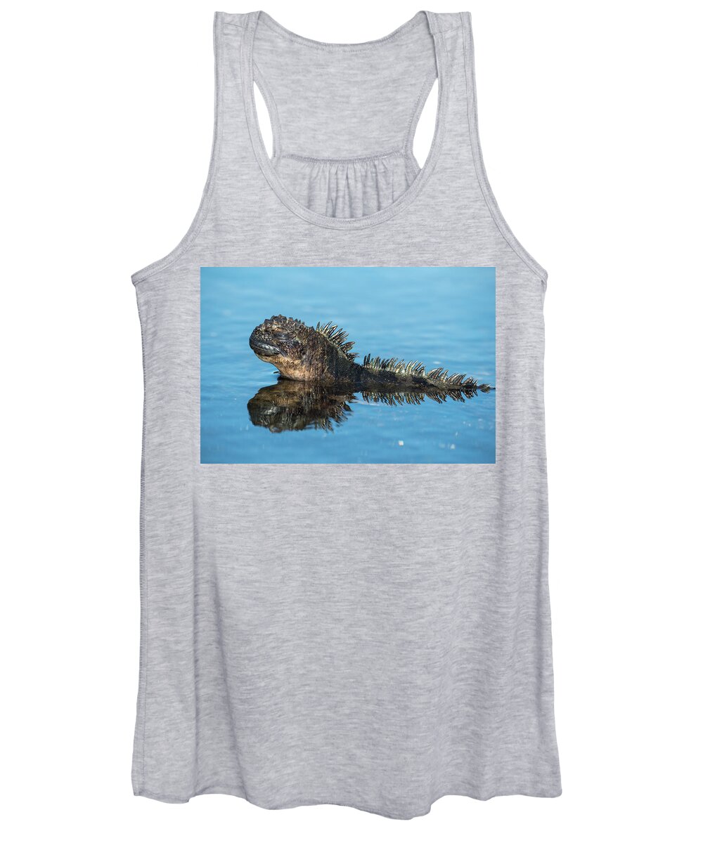 Animals Women's Tank Top featuring the photograph Marine Iguana In The Shallows by Tui De Roy