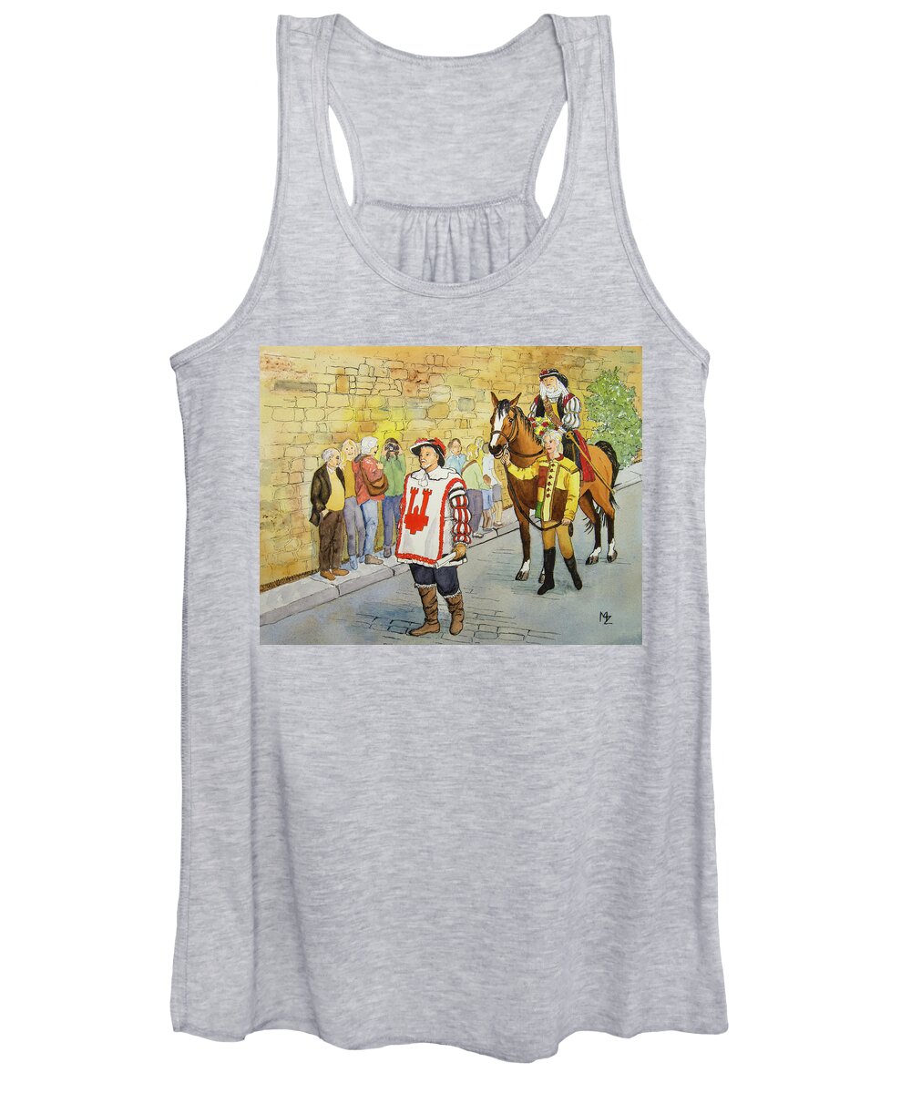 Parade Women's Tank Top featuring the painting Medieval Parade in Germany by Margaret Zabor