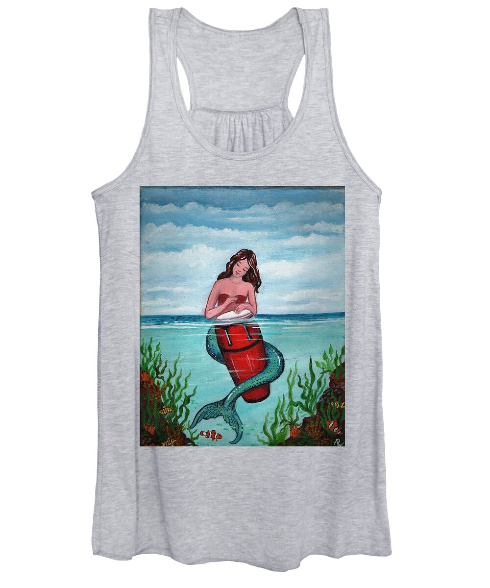 Mermaids Women's Tank Top featuring the painting The Mermaid Drummer by James RODERICK