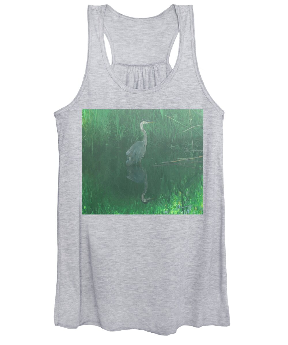 Water Fowl Women's Tank Top featuring the photograph Mirror image by Chuck Brown